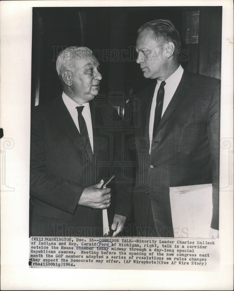 1964 Press Photo Gerald Ford and Charles Halleck - Historic Images