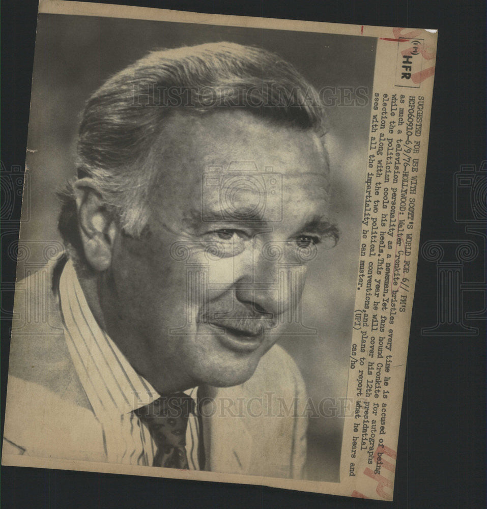 1976 Press Photo TV Personality Walter Cronkite - Historic Images