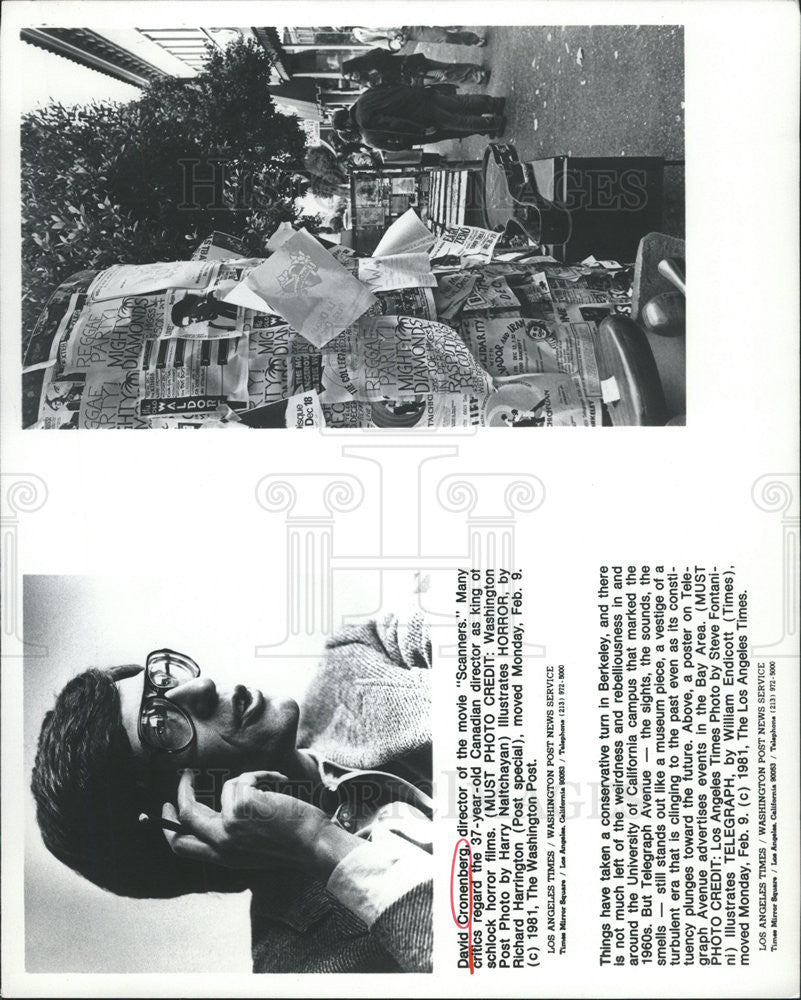 1981 Press Photo Canadian Film-maker Screenwriter And Actor David Cronenberg - Historic Images