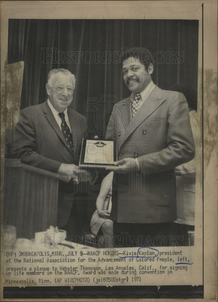 1971 Press Photo Kivie Kaplan President National Association people Webster Son - Historic Images