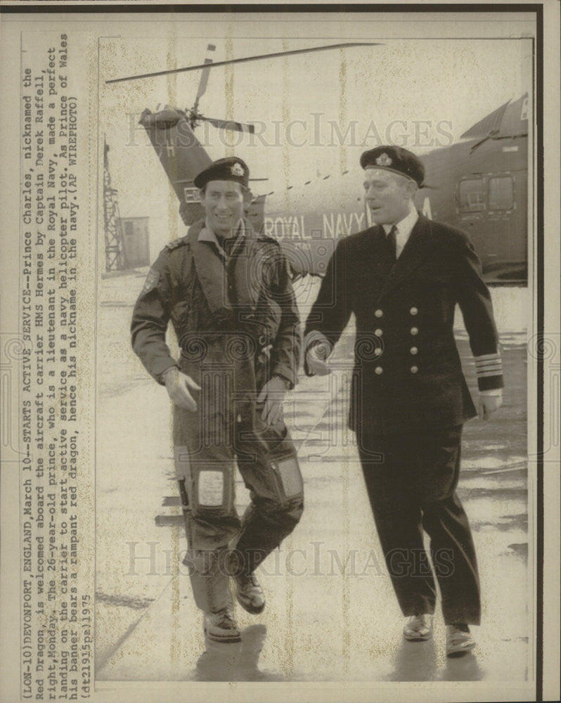 1975 Press Photo Prince Charles &amp; Capt. Derek Raffell - Historic Images