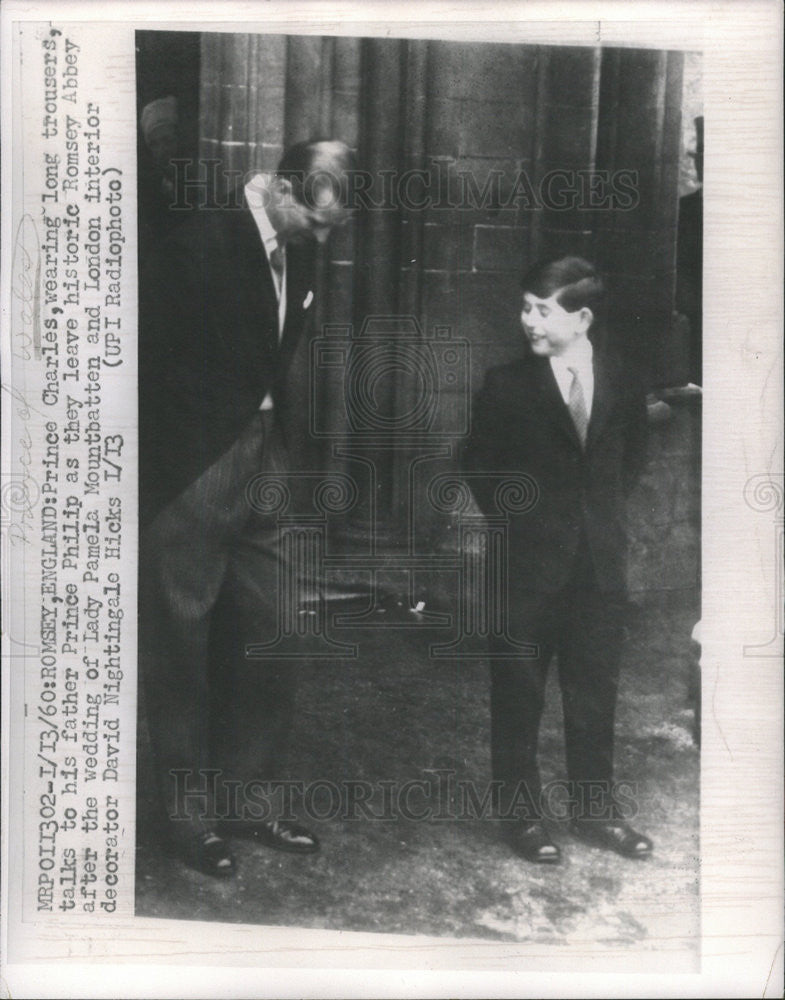 1960 Press Photo Prince Charles Talks Father Philip Wedding Pamela Mountbatten - Historic Images