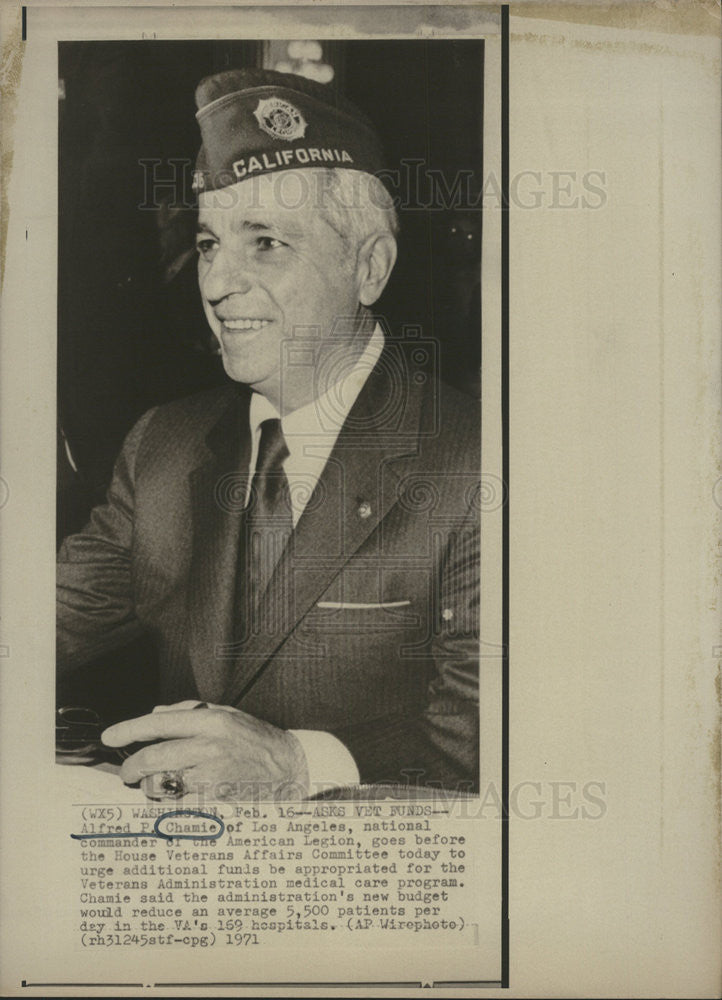 1971 Press Photo Alfred P. Chamie Los Angeles National Commander American Legion - Historic Images