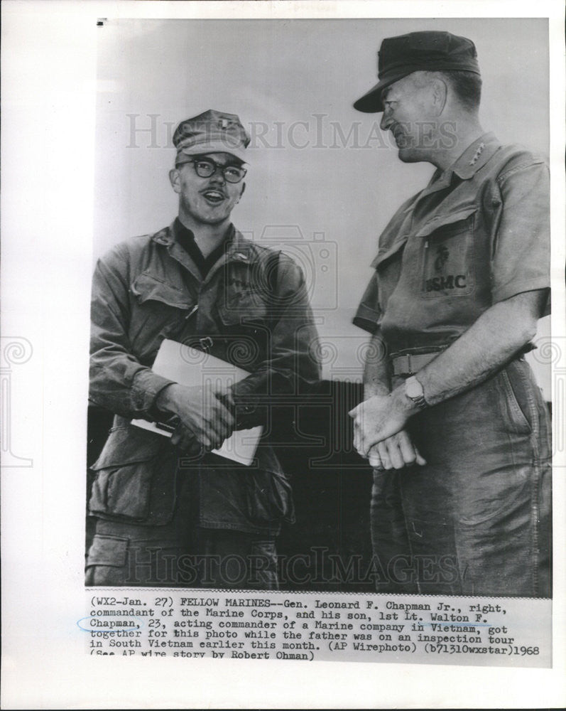 1968 Press Photo Gen Leonard  Chapman Jr Marine Corps Chapman Vietnam Walton - Historic Images