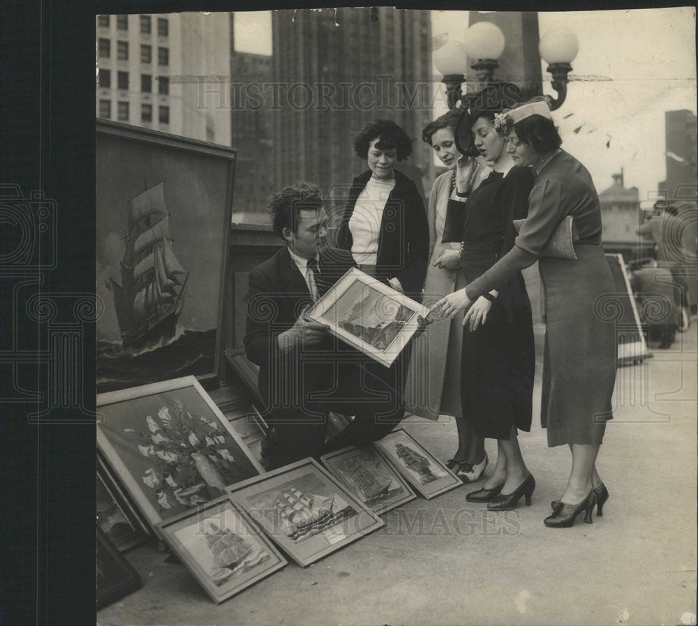 1935 Press Photo George Charney Ruth Raymond Arville Reimen Exhibit Helpline - Historic Images