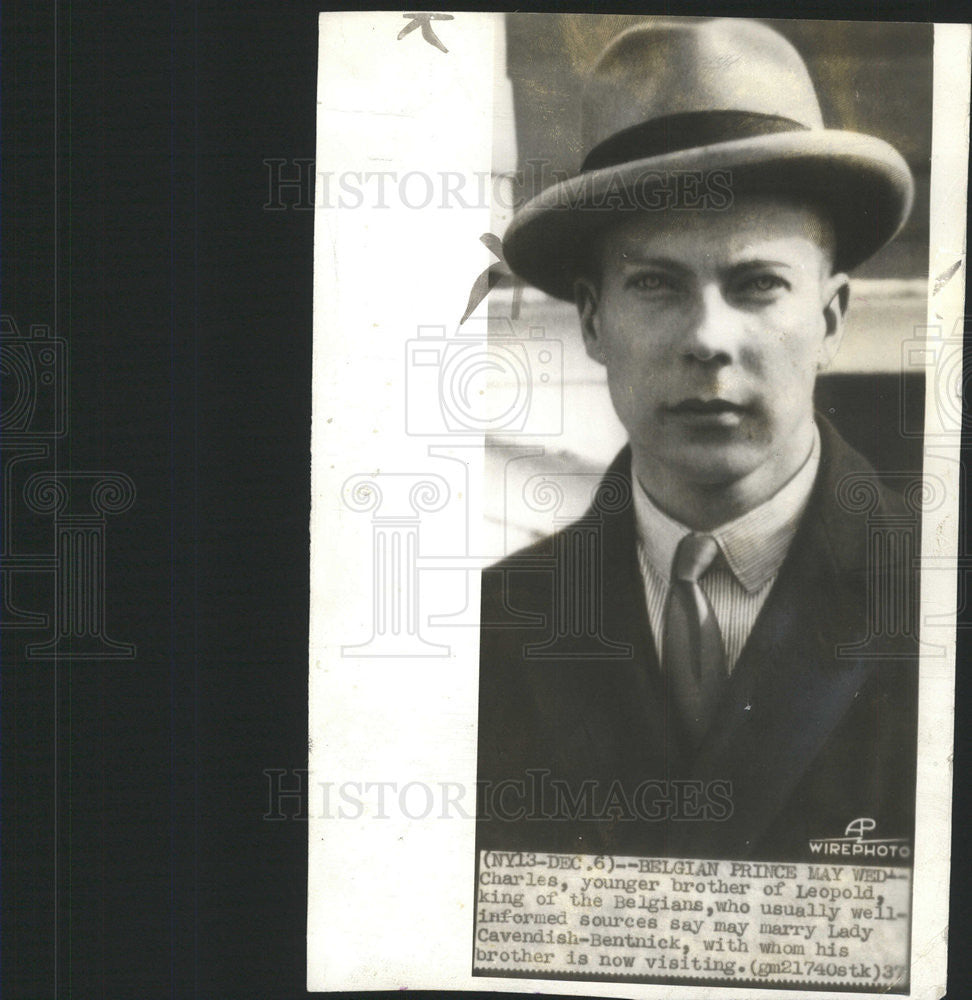 1937 Press Photo Prince Charles Younger Brother Leopold King Belgians - Historic Images