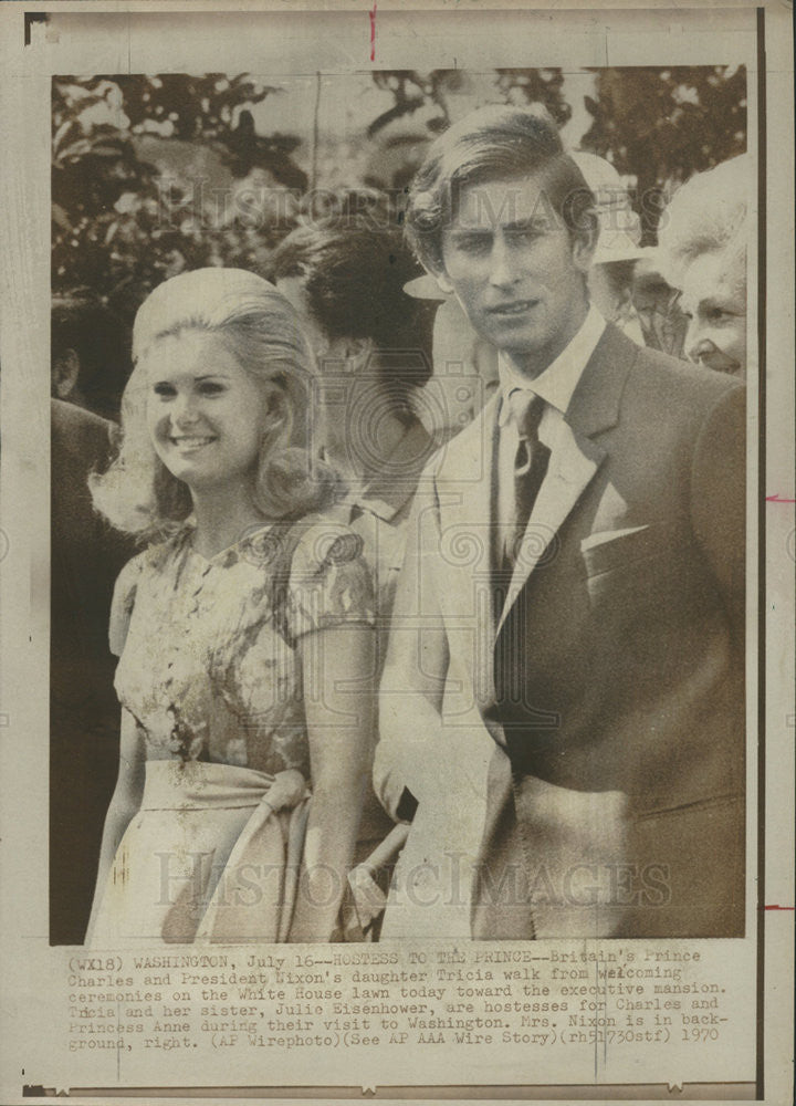 1970 Press Photo Britain Prince Wales Charles Tricia Daughter President Nixon - Historic Images