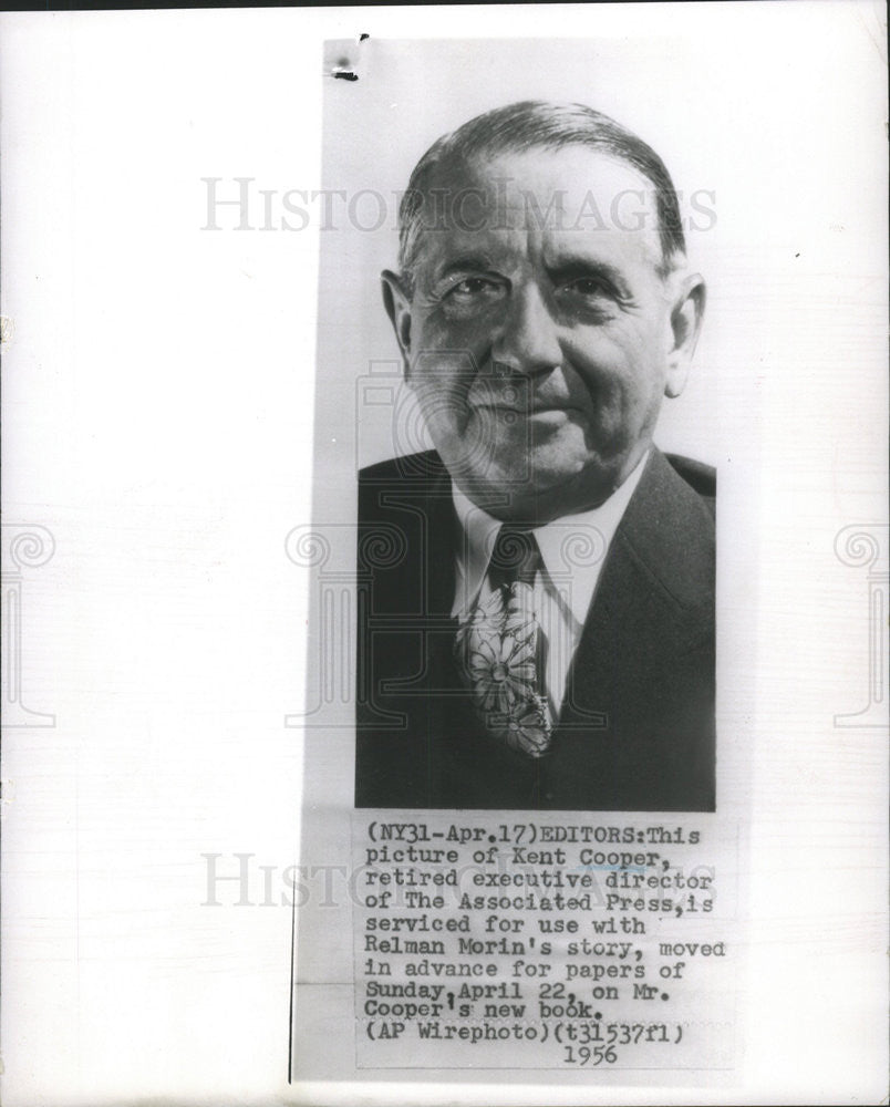 1956 Press Photo Kent Cooper Retired executive director of the associated press - Historic Images