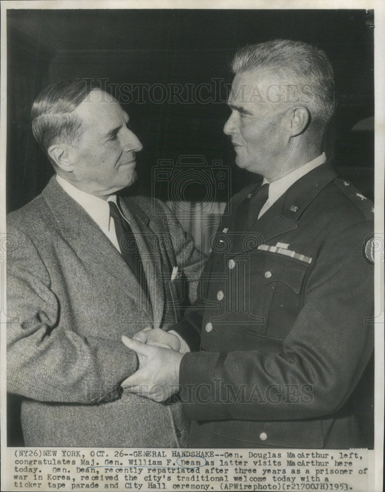 1958 Press Photo General Douglas MacArthur William Dean - Historic Images