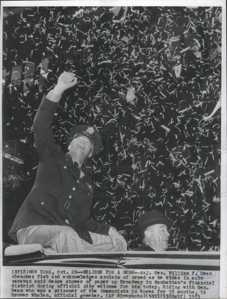 1953 Press Photo Major General William F. Dean/Communist Prisoner/Grover Whales - Historic Images