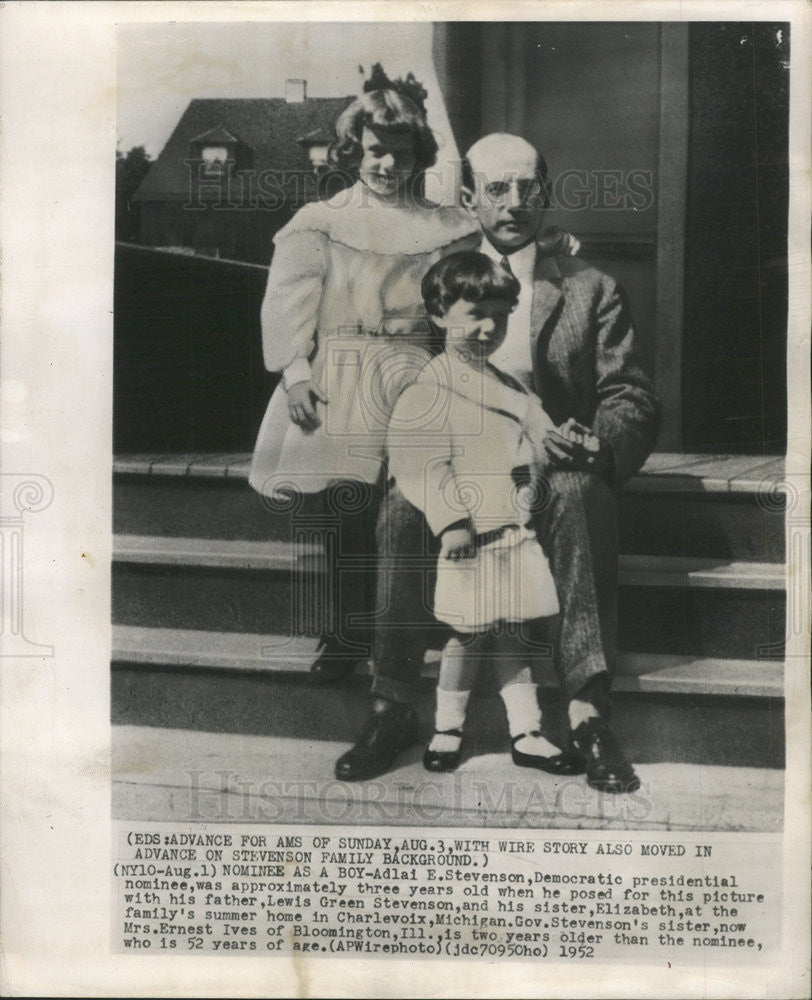 1952 Press Photo Adlai E Stevenson Democratic Presidential Nominee Three Years - Historic Images