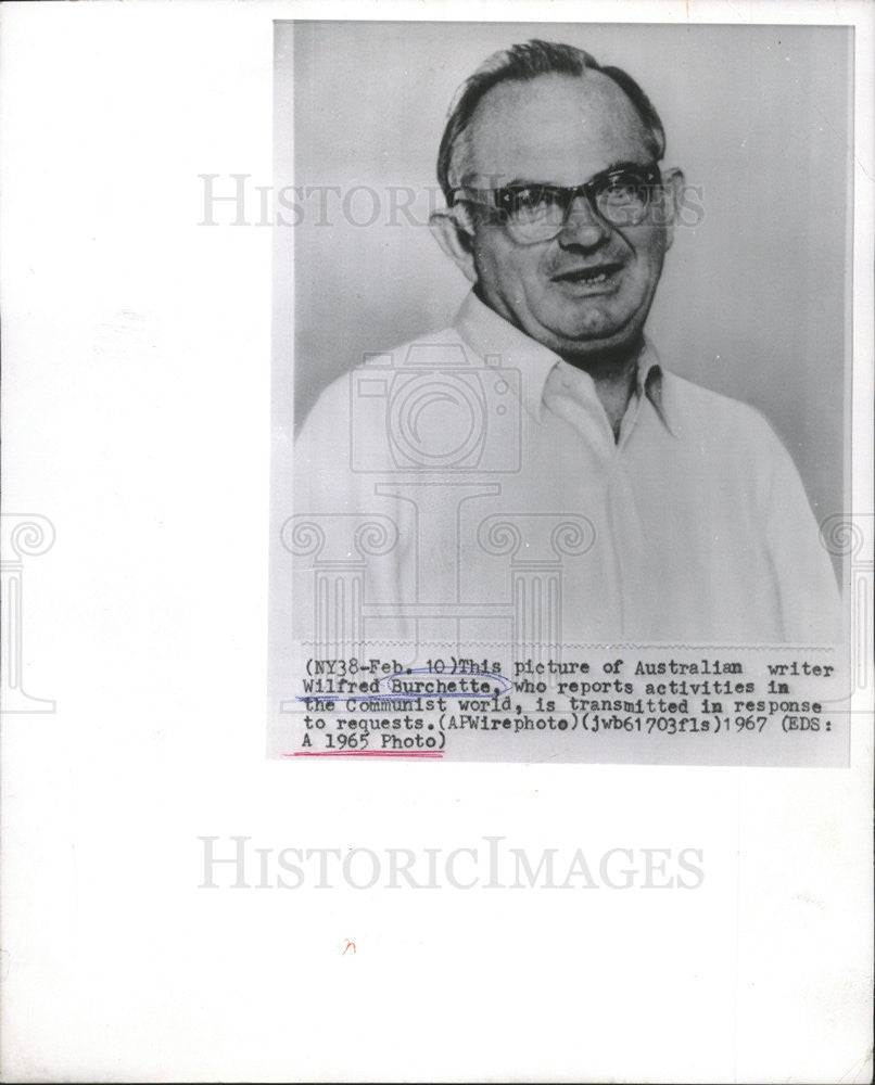 1967 Press Photo Australia Writer Wilfred Burchette - Historic Images