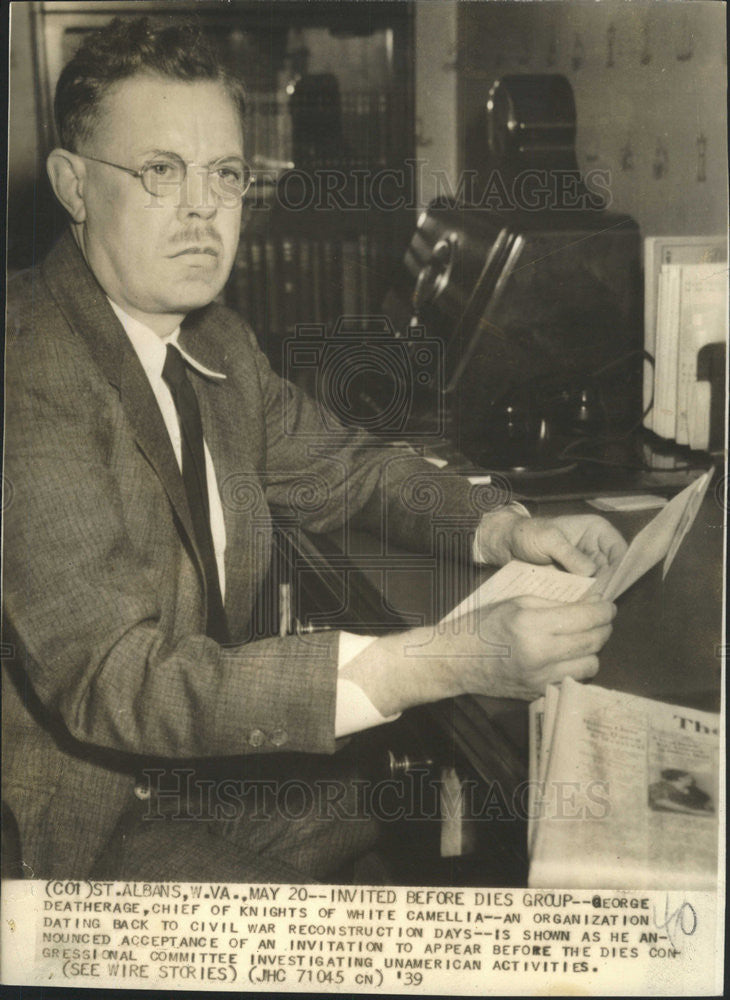 1939 Press Photo George E Deatherage American Political Activist Politician - Historic Images