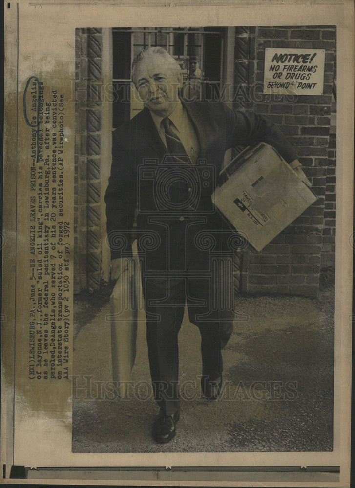 1972 Press Photo Anthony De Angelis Former Salad Oil King, Federal Penitentiary - Historic Images
