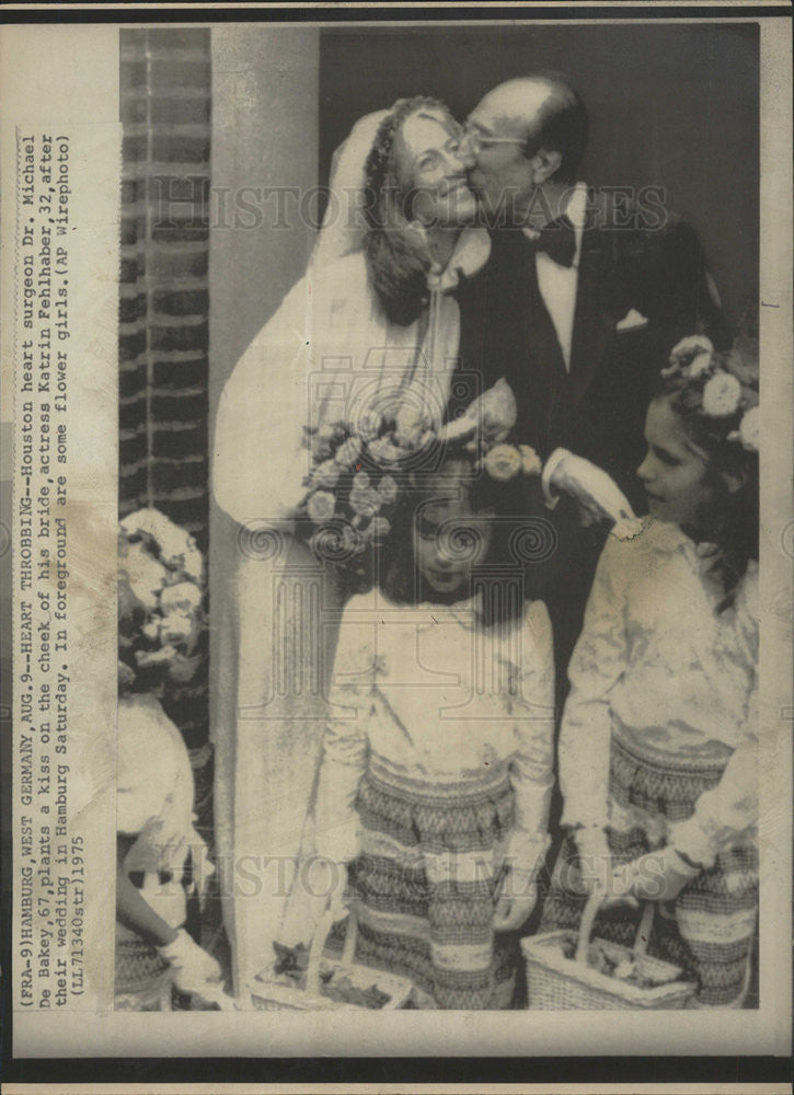 1975 Press Photo Dr. Michael De. Bakey/Heart Surgeon/Katrin Fehlhaber/Actress - Historic Images