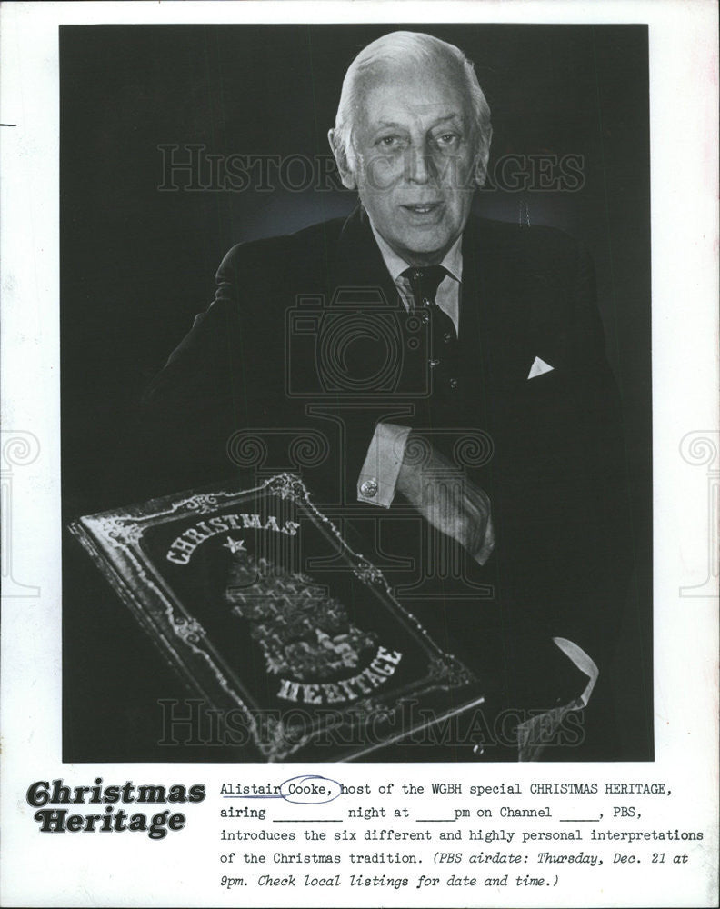 1980 Press Photo Alistair Cooke, Host WGBH Special CHRISTMAS HERITAGE - Historic Images