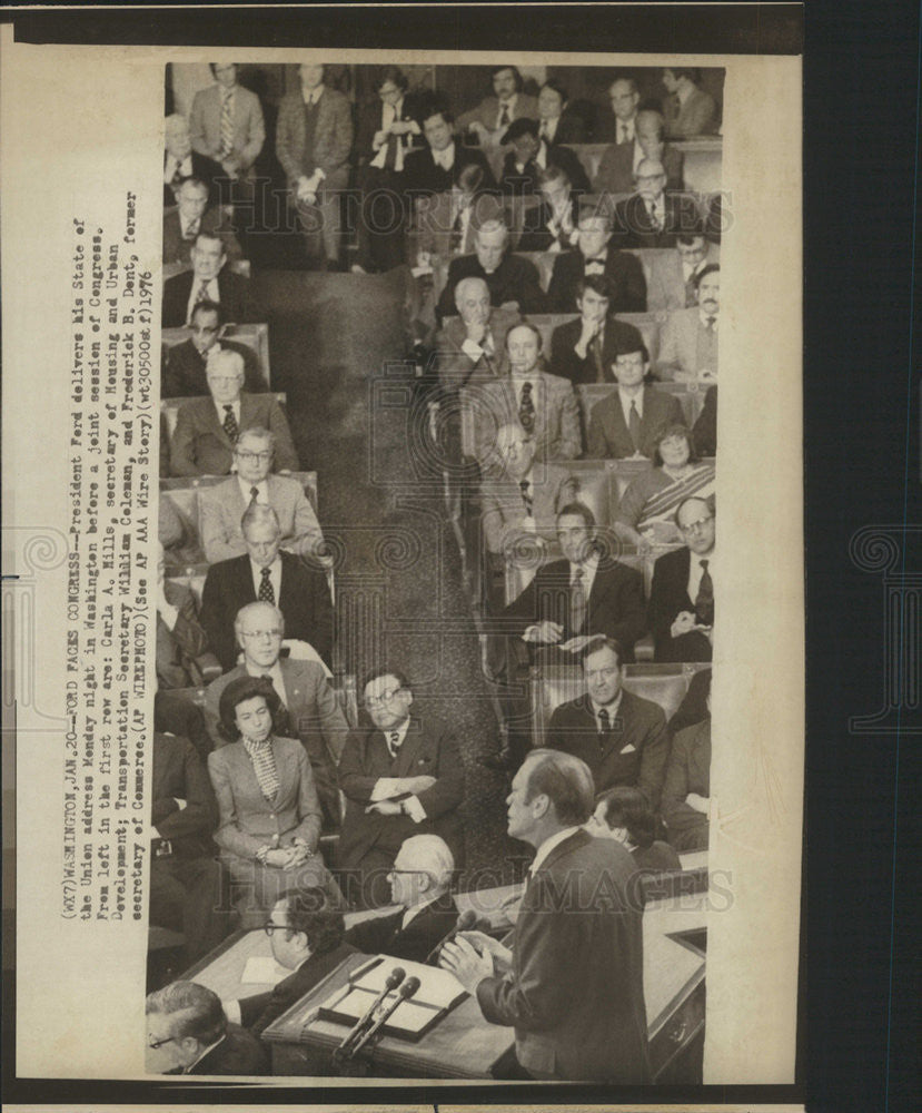 1976 Press Photo President Ford United address Washington Congress Carla Mill - Historic Images