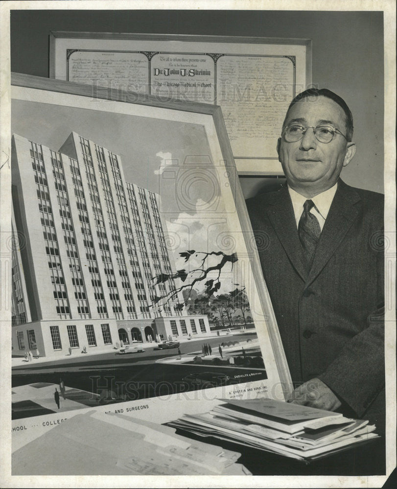 1957 Press Photo Dr John Sheinin Chicago Medical College Harrison Damen Located - Historic Images