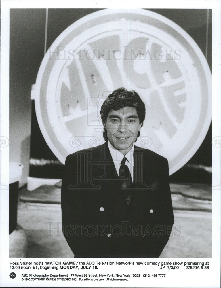 1990 Press Photo Ross Shafer hosts &quot;Match Game&quot; the ABC Television Network - Historic Images