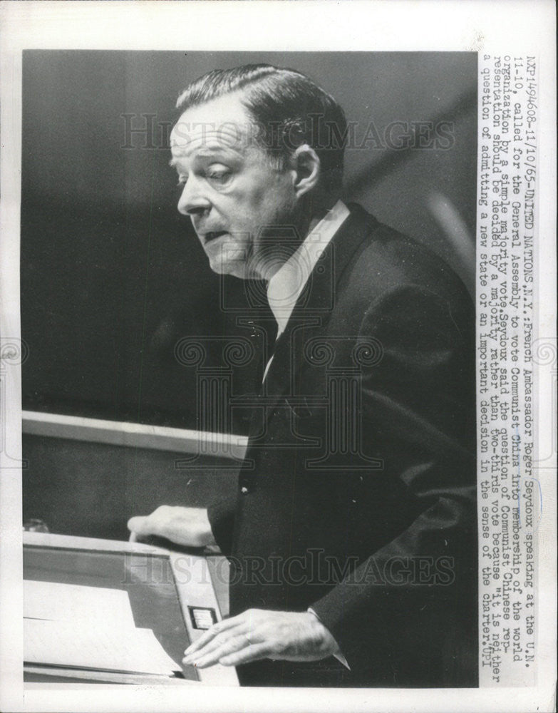 1965 Press Photo Communist China French Ambassador Roger Seydoux World vote - Historic Images