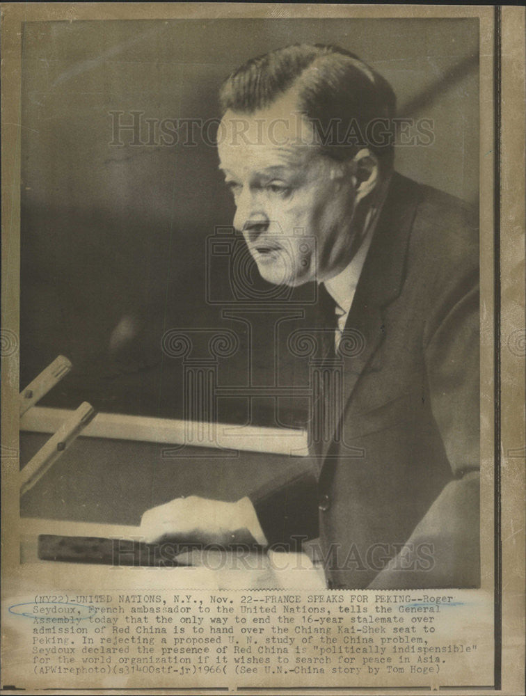 1966 Press Photo Roger Seydoux French Ambassador to the United Nations - Historic Images