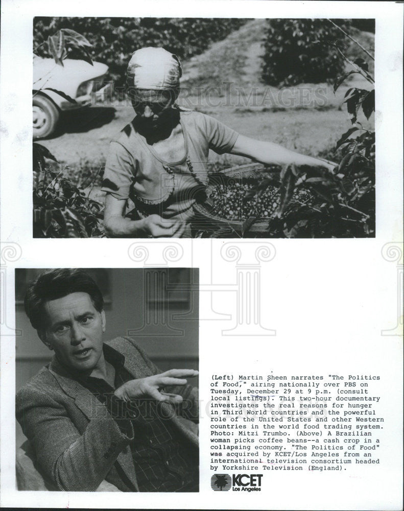1987 Press Photo Martin Sheen The Politics of Food Narrator - Historic Images
