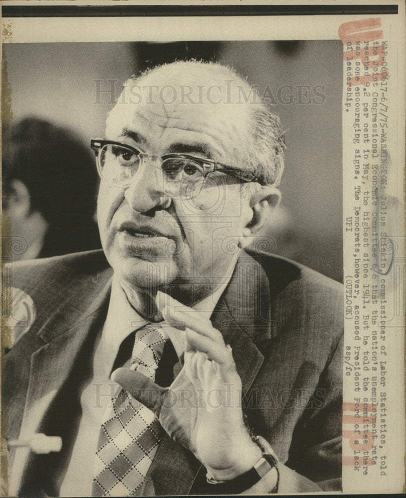 1975 Press Photo Julius Shiskin Commissioner Labor Statistic Joint Congress Meet - Historic Images