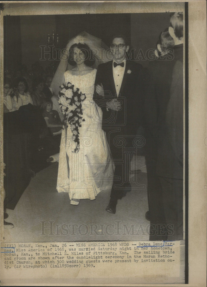1969 Press Photo Debra Dene Barhes, Miss America of 1968 was Married - Historic Images