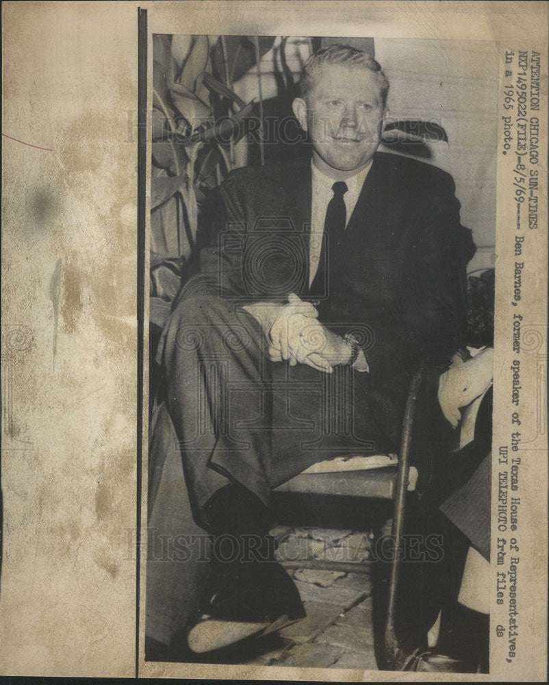 1969 Press Photo Ben Barnes, former speaker of the Texas House of Representative - Historic Images