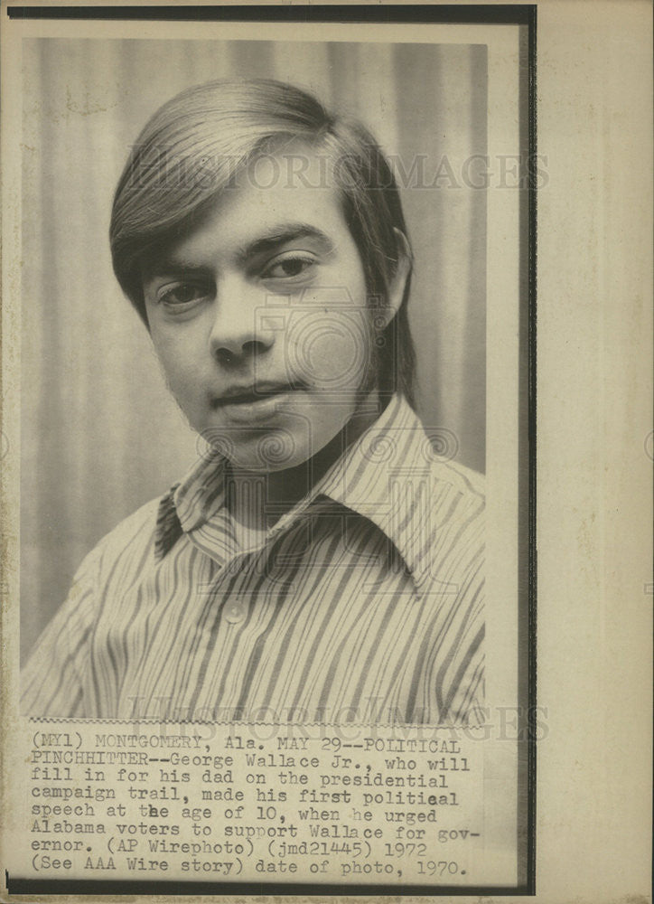 1972 Press Photo George Wallace, Jr., Alabama Governor&#39;s Son - Historic Images