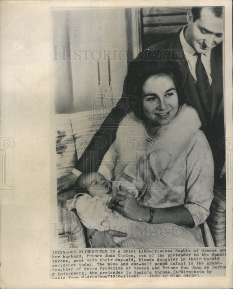 1963 Press Photo Princess Sophie Greece Husband Prince Juan Carlos Son Pretender - Historic Images