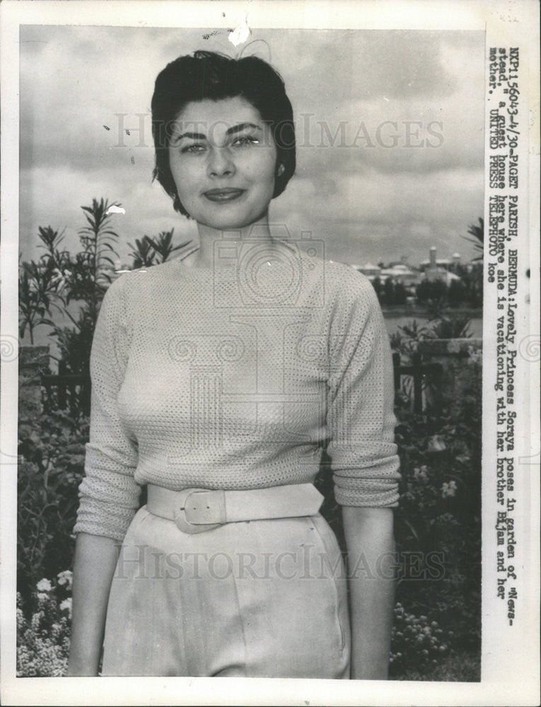 1958 Press Photo Lovely Princess Soraya Newsstead - Historic Images