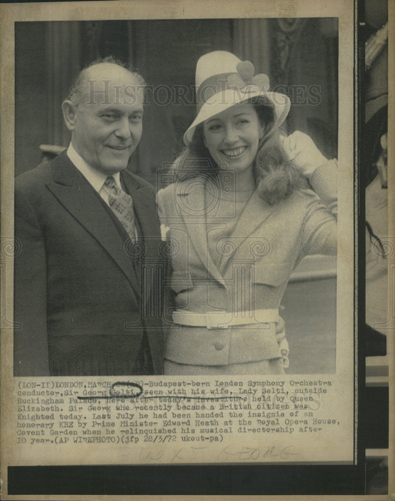 1972 Press Photo London Symphony Orchestra Conductor George Solti Lady Opera - Historic Images