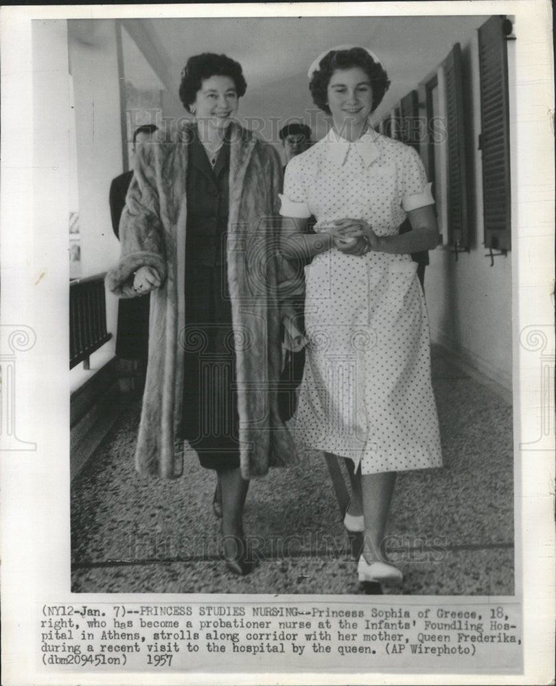 1957 Press Photo Princess Sophia of Greece Ruler Kingdom of Greece Athens - Historic Images