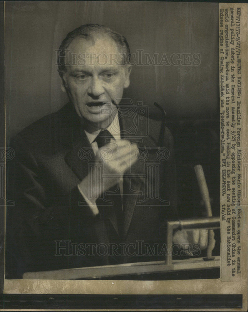 1971 Press Photo Brazilian Foreign Minister Marie Gibson Barboza - Historic Images