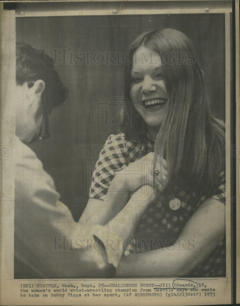 1973 Press Photo Jill Edwards Women Wrestling Champion - Historic Images