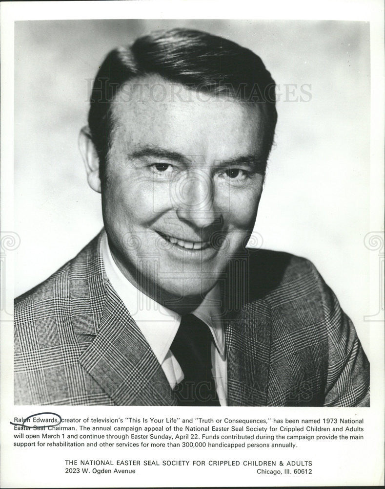 1972 Press Photo Ralph Edwards National Easter Seat Chairman children Adults - Historic Images