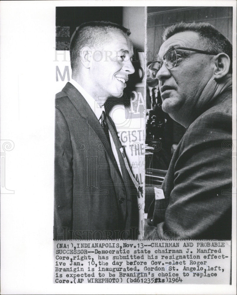 1964 Press Photo Democratic State Chairman J. Manfred Core&#39;s Resignation - Historic Images