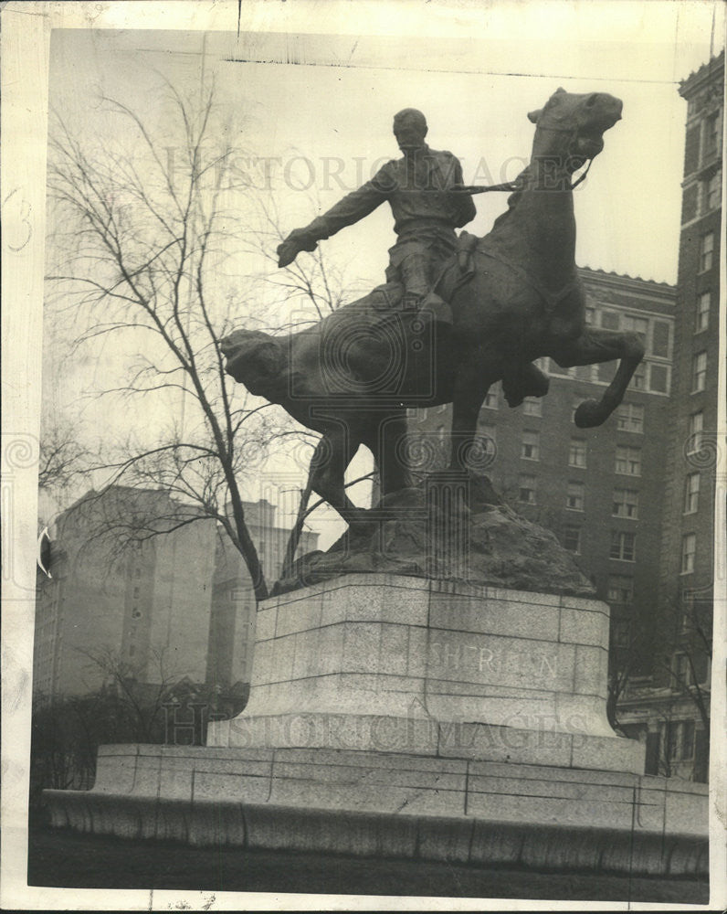 1937 Press Photo Gen Phil Sheridan Equestrian Statue - Historic Images