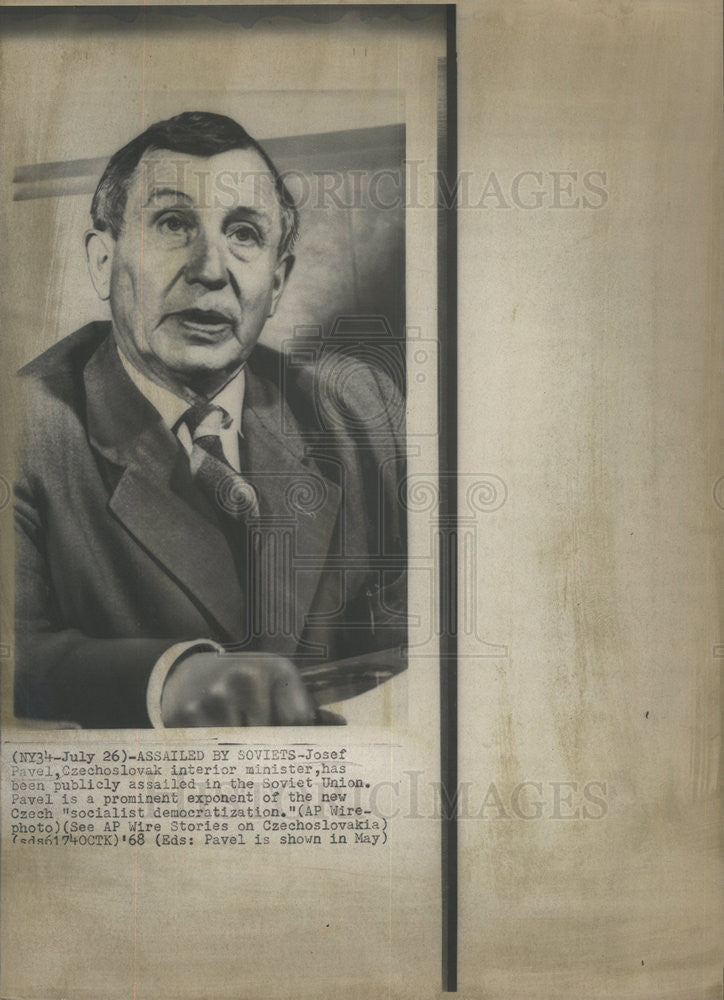 1968 Press Photo Josef Pavel Czechoslovak Interior Minister - Historic Images