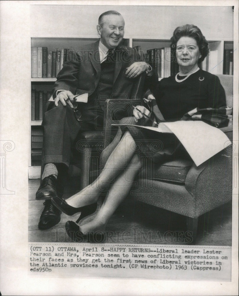 1963 Press Photo Liberal leader Lester Pearson Politician - Historic Images