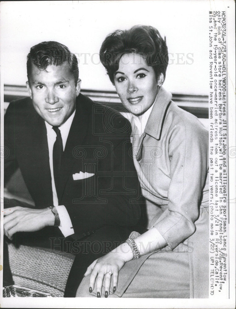 1960 Press Photo Jill St John Actress Lance Reventlow Sportsman - Historic Images