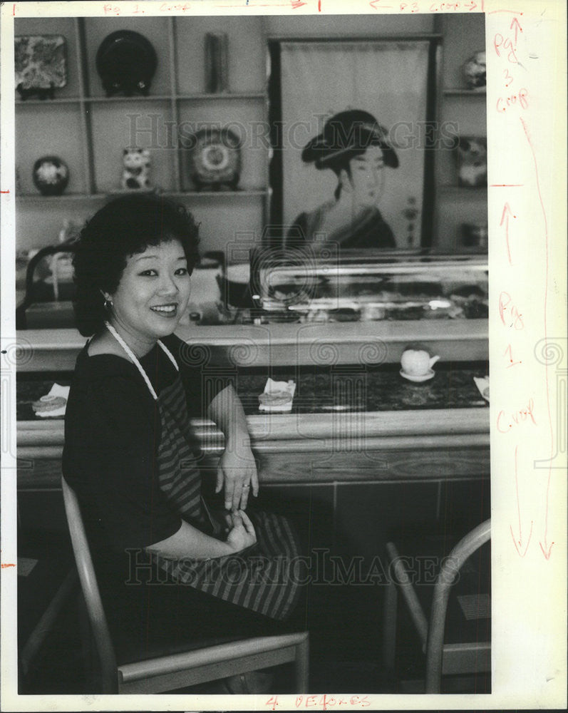 1984 Press Photo Keiko Sakata Restaurant Owner - Historic Images