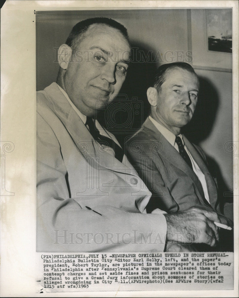 1963 Press Photo Robert Taylor Philadelphia Bulletin City Editor Earl Selby Jury - Historic Images