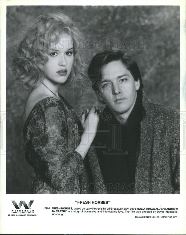 1989 Press Photo FRESH HORSES, Starring Molly Ringwald and Andrew McCarthy - Historic Images