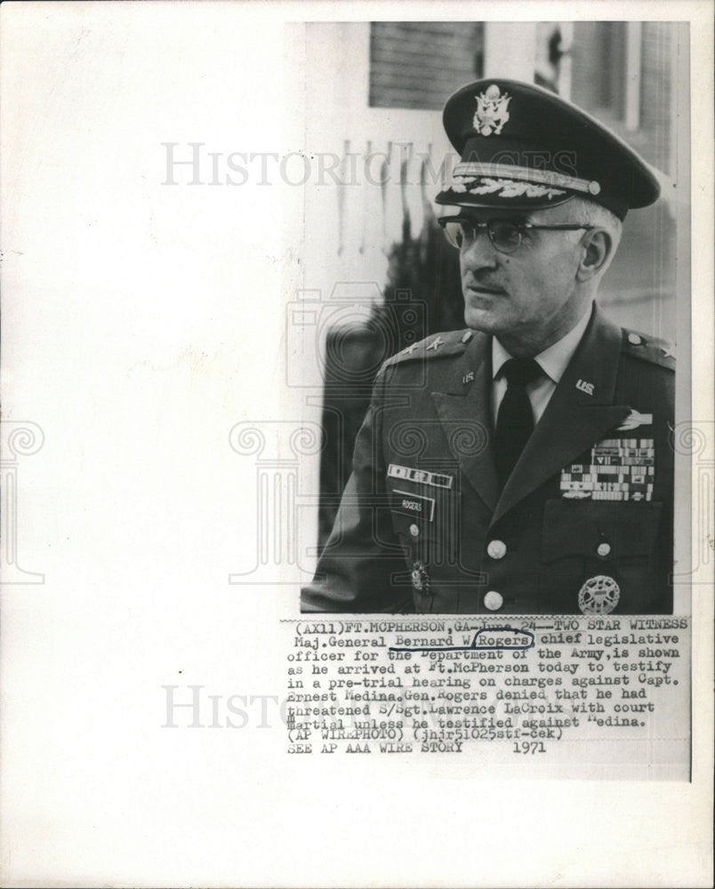 1971 Press Photo Major General Bernard W. Rogers United States Army - Historic Images