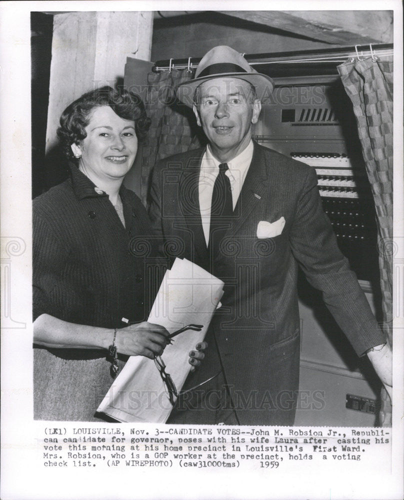 1959 Press Photo John Robsion Jr Republican candidate governor wife Laura - Historic Images