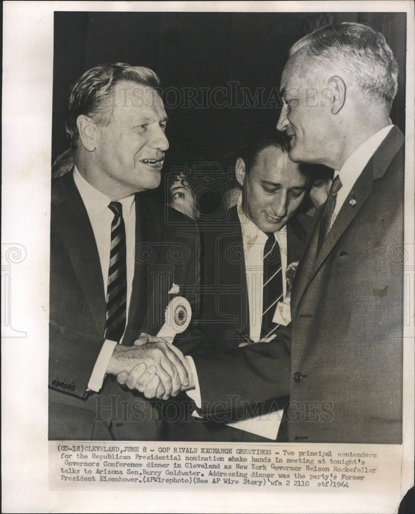 1964 Press Photo Governor Nelson Rockefeller, Sen. Barry Goldwater - Historic Images