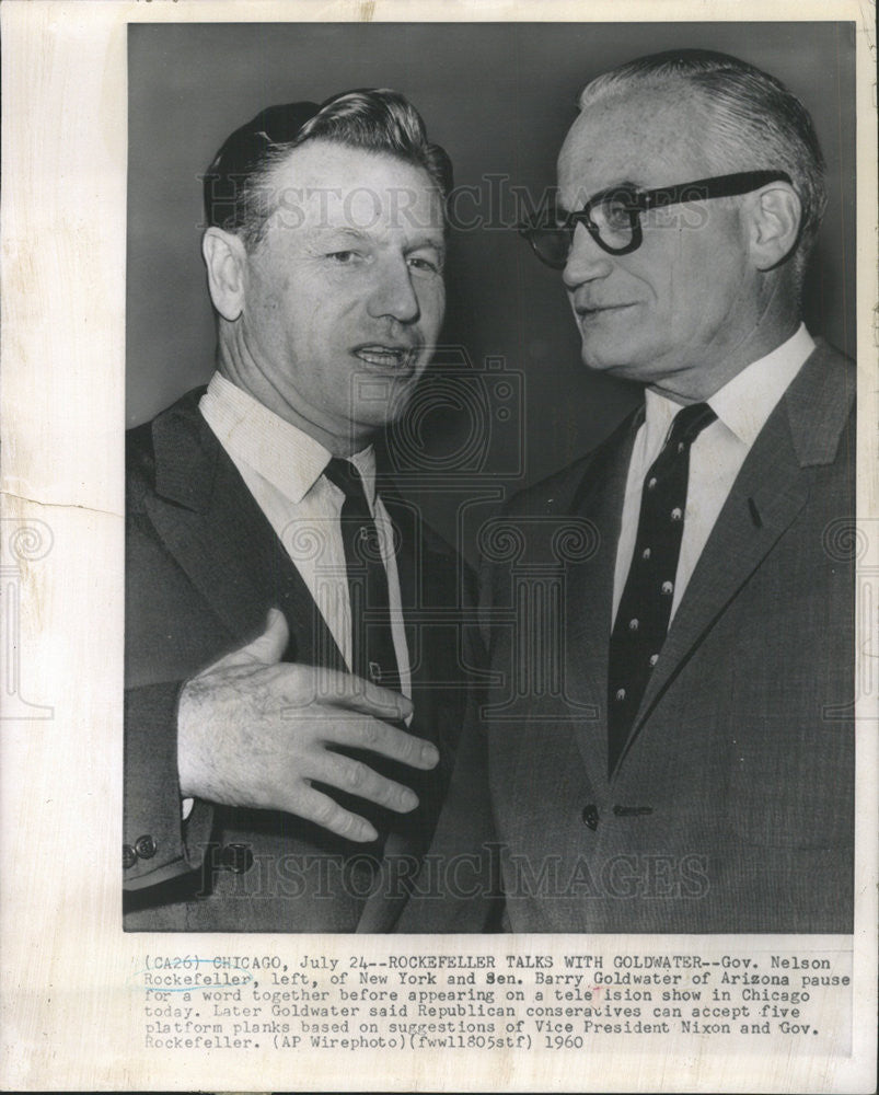 1960 Press Photo Goldwater Gov Nelson Rockefeller Arizona Chicago Nixon TV Plank - Historic Images