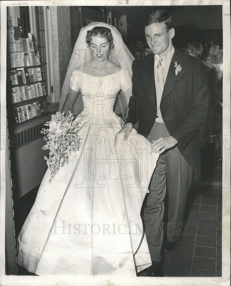 1957 Press Photo Bernard Rogers III  Elzabeth Elting Wedding - Historic Images